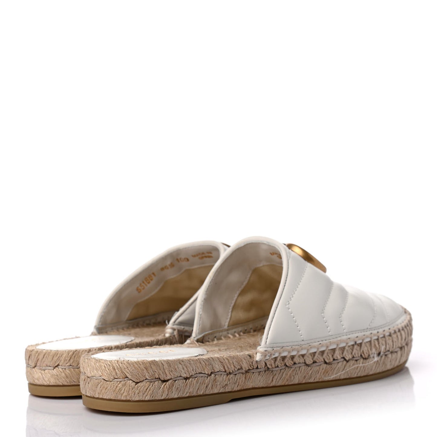 Nappa Matelasse GG Marmont Espadrille Slippers 36.5 Great White