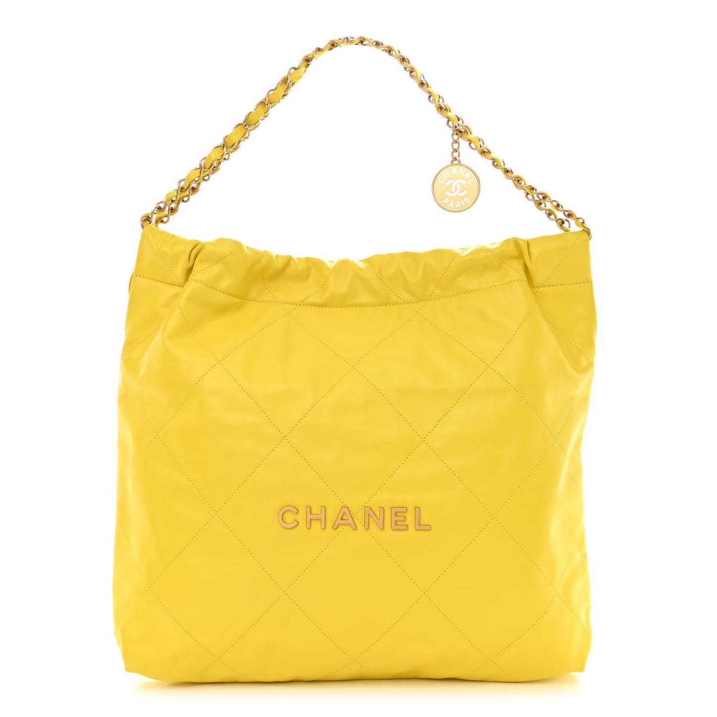 Metallic Calfskin Quilted Chanel 22 Yellow