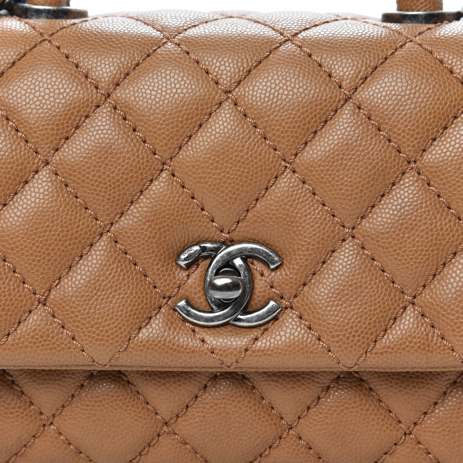 Chanel Caviar Quilted Mini Coco Handle Flap Camel 8 of 12