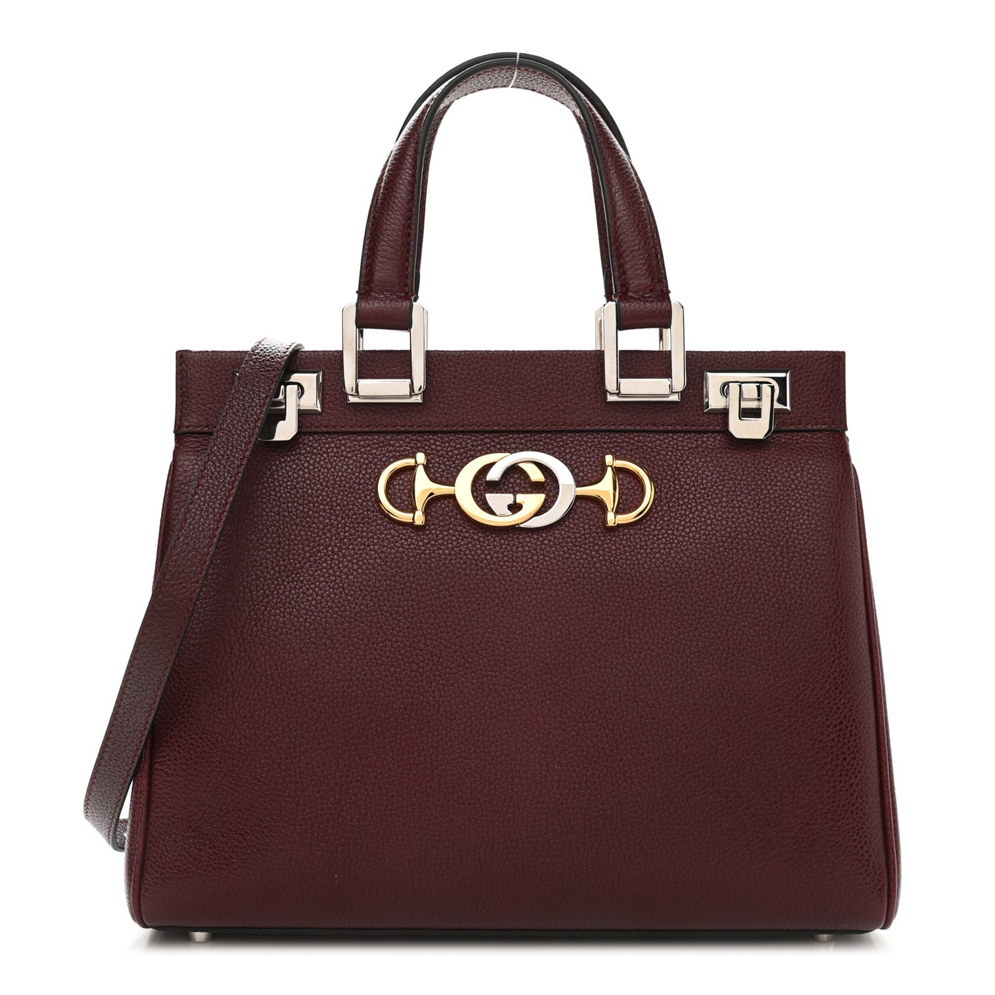 Grainy Calfskin Small Zumi Top Handle Bag Vintage Bordeaux