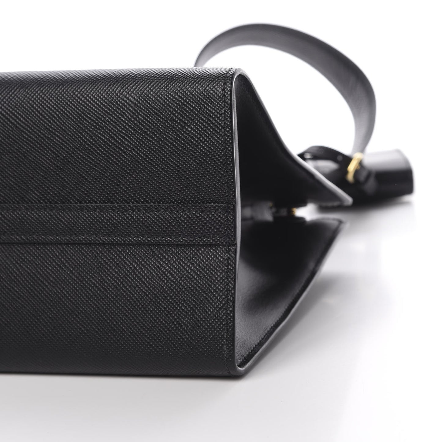 Saffiano Cuir Calfskin Small Monochrome Top Handle Tote Black