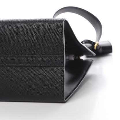 Prada Saffiano Cuir Calfskin Small Monochrome Top Handle Tote Black 11 of 11