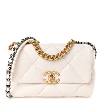 Chanel Lambskin Quilted Medium Chanel 19 Flap White 1 of 11