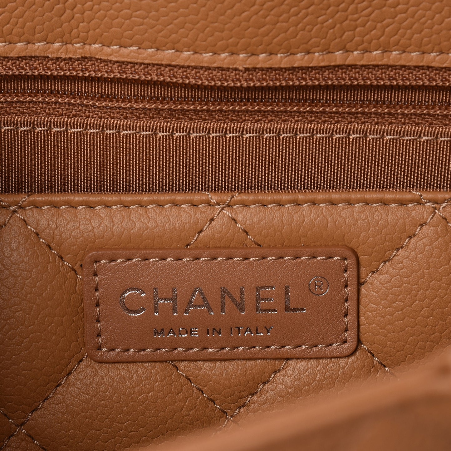 Caviar Quilted Large CC Box Shopping Tote Camel