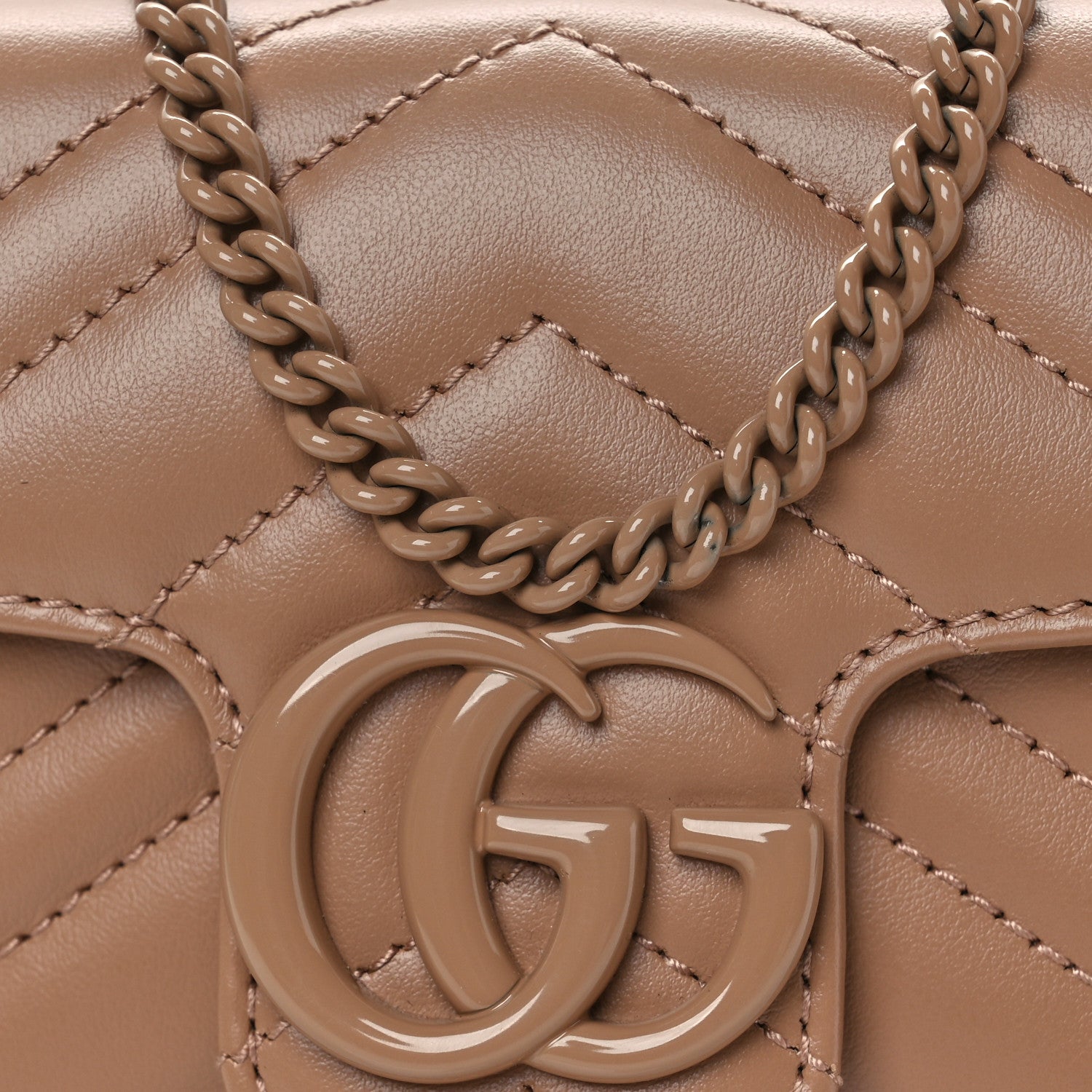 Gucci Calfskin Matelasse Monochrome Super Mini GG Marmont Shoulder Bag Camelia 8 of 11