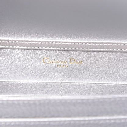 Christian Dior Metallic Grained Calfskin Diorama Wallet on Chain Pouch Silver 5 of 10