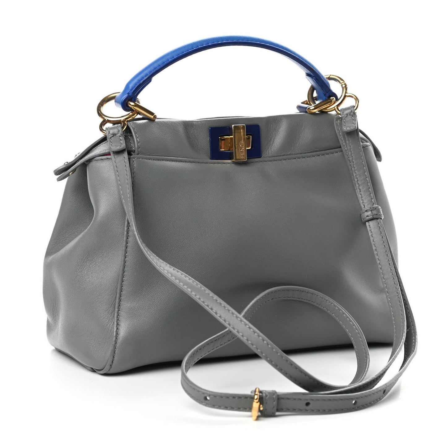 Nappa Colorblock Mini Peekaboo Iconic Satchel Grigio Chiaro Fragola Blue