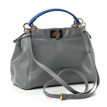 Fendi Nappa Colorblock Mini Peekaboo Iconic Satchel Grigio Chiaro Fragola Blue 5 of 20