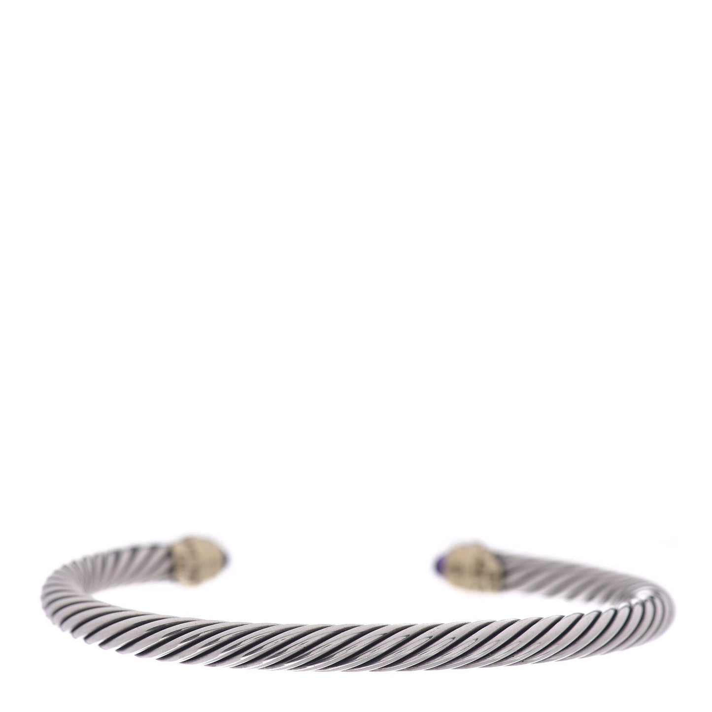Sterling Silver 14K Yellow Gold Amethyst 5mm Cable Classics Petite Color Bracelet