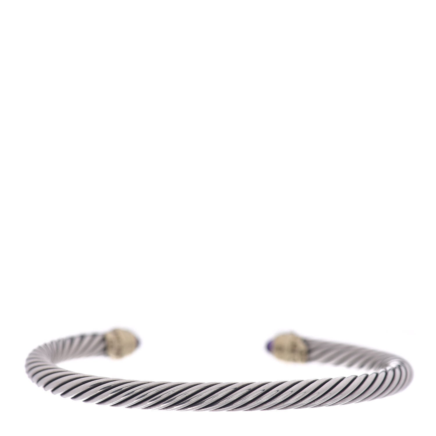 David Yurman Sterling Silver 14K Yellow Gold Amethyst 5mm Cable Classics Petite Color Bracelet 3 of 4
