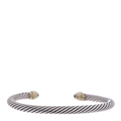 David Yurman Sterling Silver 14K Yellow Gold Amethyst 5mm Cable Classics Petite Color Bracelet 3 of 4