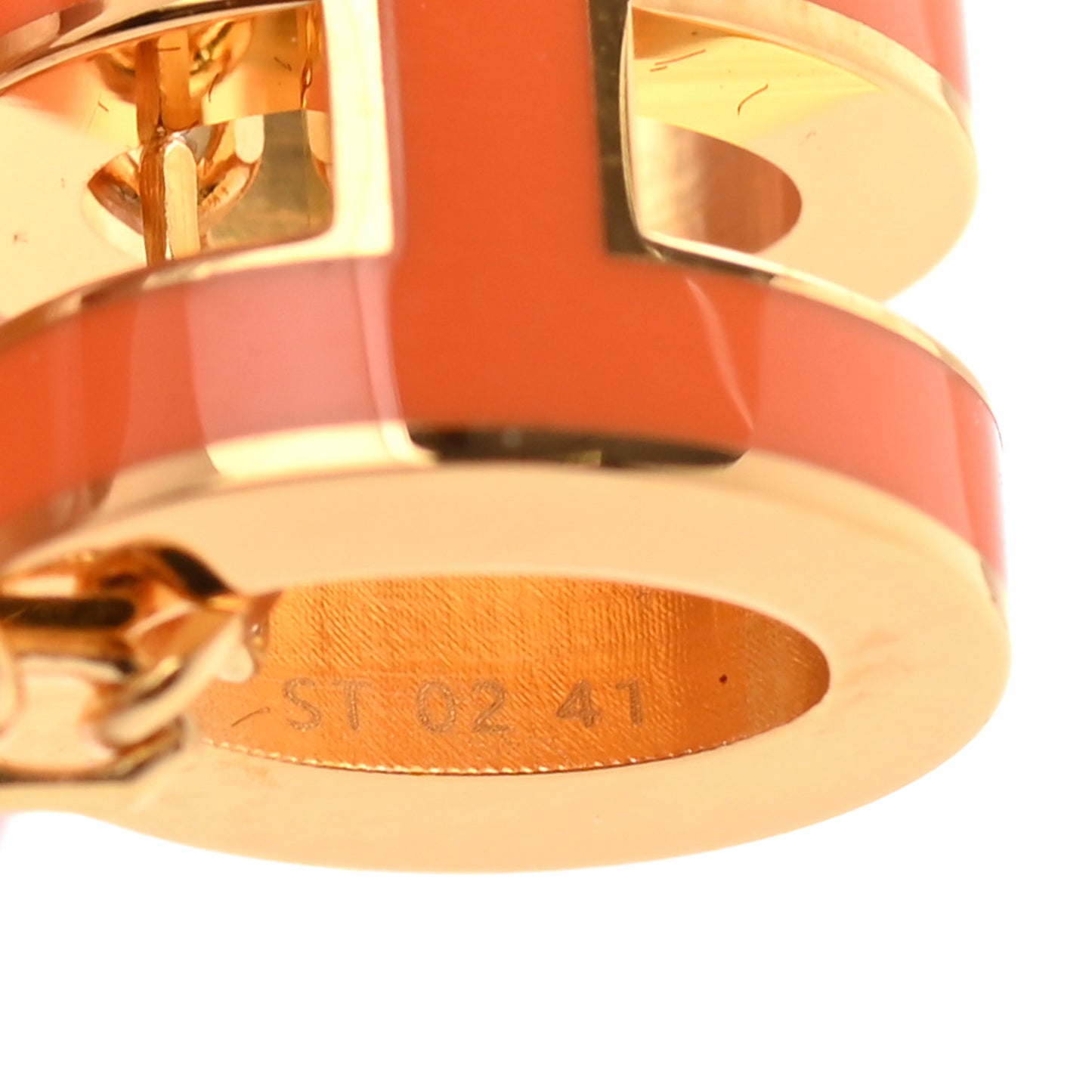 Lacquered Gold Mini Pop H Pendant Necklace Orange