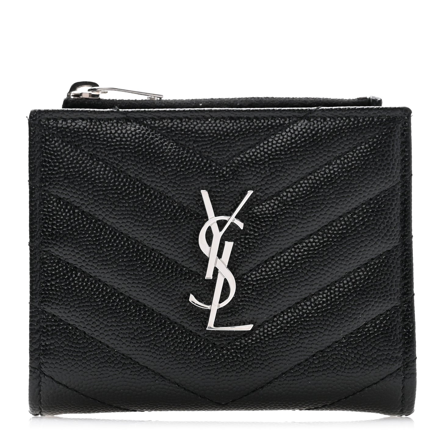 Grain De Poudre Matelasse Chevron Monogram Zipped Card Case Black