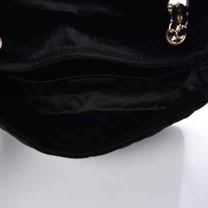 Chanel Velvet Pearl Quilted Medium Single Flap Black 5 of 9