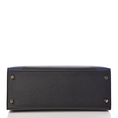 Hermes Epsom Taurillon Clemence Chevre Mysore Horseshoe Kellygraphie Lettre X Kelly Sellier 28 Noir Bleu Indigo Bleu Saphir 6 of 36