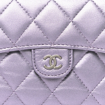 Chanel Iridescent Lambskin Quilted Compact Flap Wallet Purple 8 of 9