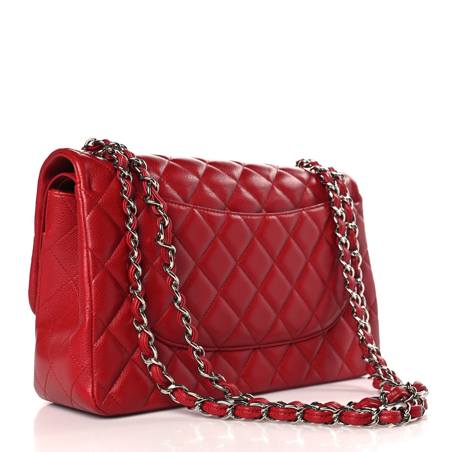 Caviar Quilted Jumbo Double Flap Dark Red