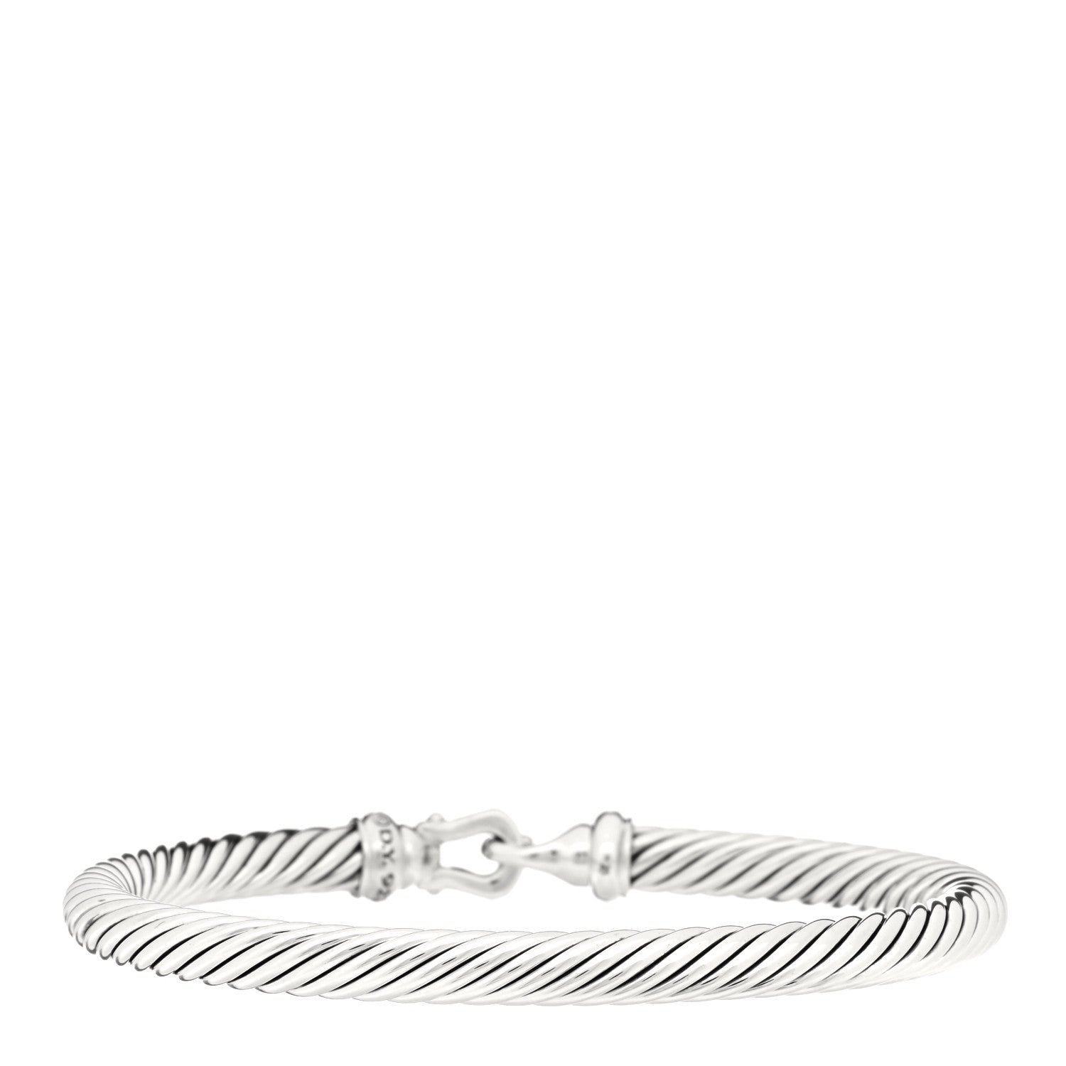 David Yurman Sterling Silver Diamond 5mm Cable Buckle Bracelet 2 of 3
