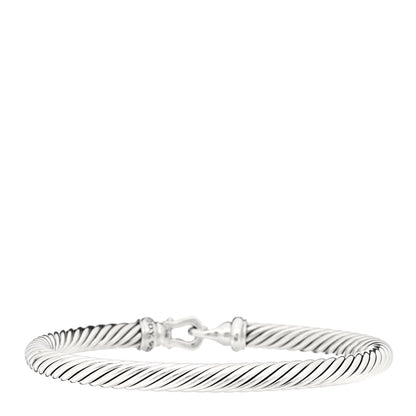 David Yurman Sterling Silver Diamond 5mm Cable Buckle Bracelet 2 of 3