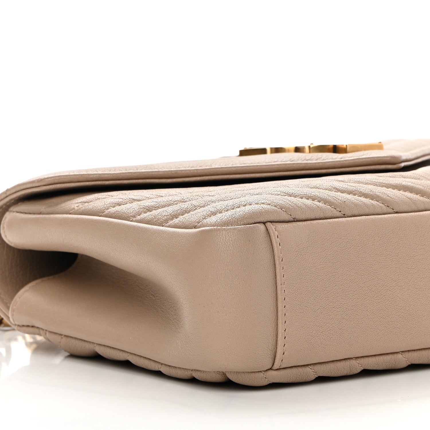 Saint Laurent Sheepskin Matelasse Chevron Monogram Medium College Bag Dark Beige 10 of 13