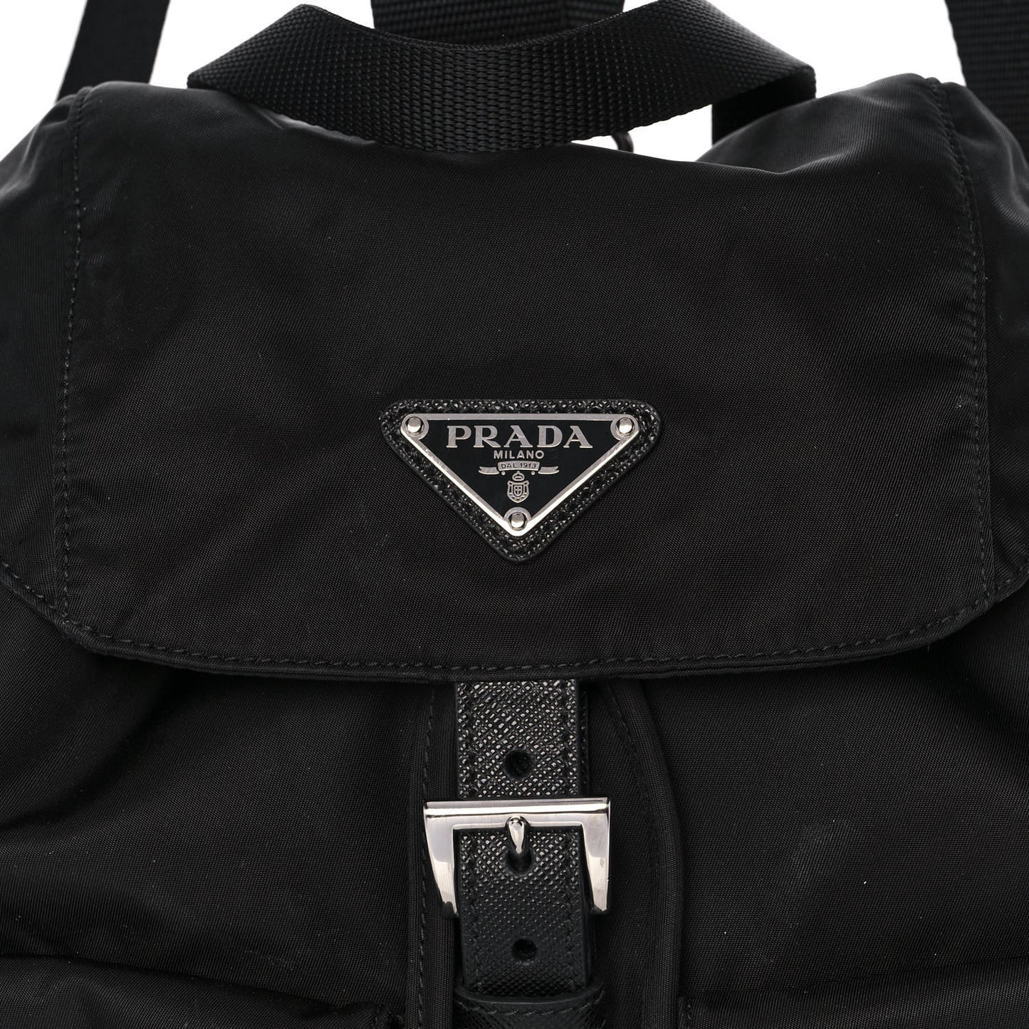 Tessuto Nylon Saffiano Medium Backpack Black