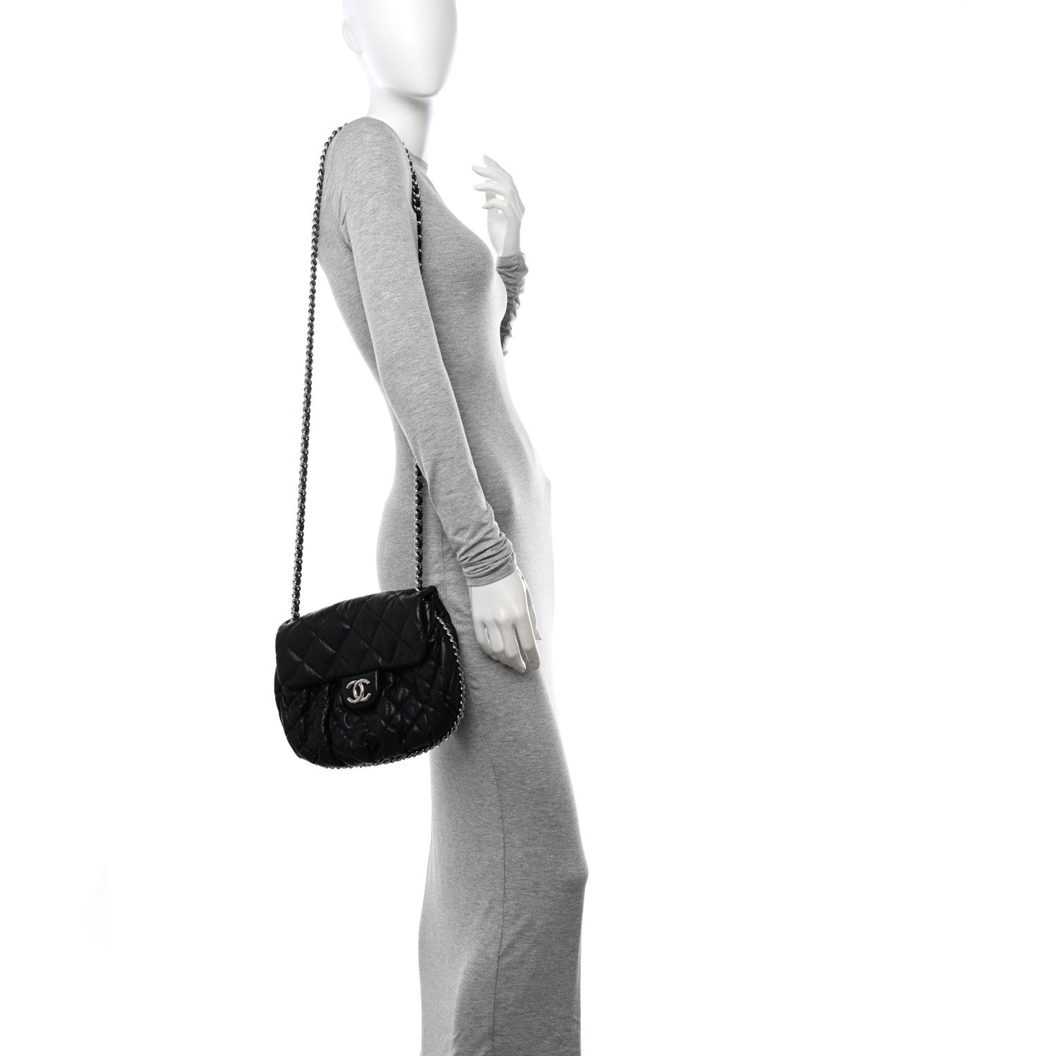 Chanel Washed Lambskin Quilted Medium Chain Around Flap Black 2 of 11
