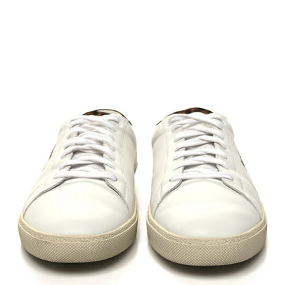 Saint Laurent Calfskin Embroidered Mens Court Classic Sneakers 45 White Black 2 of 10