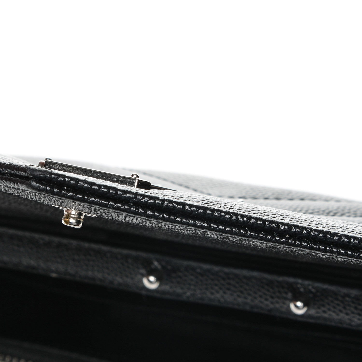 Saint Laurent Grain De Poudre Matelasse Chevron Monogram Chain Wallet Black 6 of 9