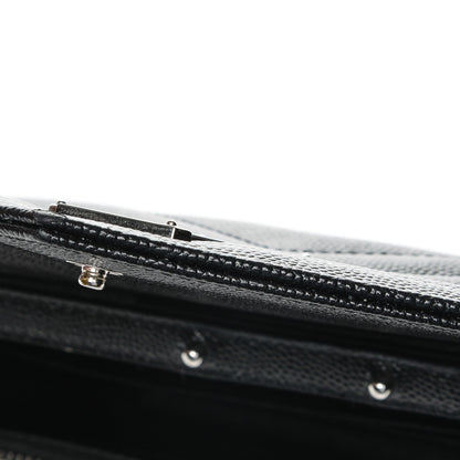 Saint Laurent Grain De Poudre Matelasse Chevron Monogram Chain Wallet Black 6 of 9