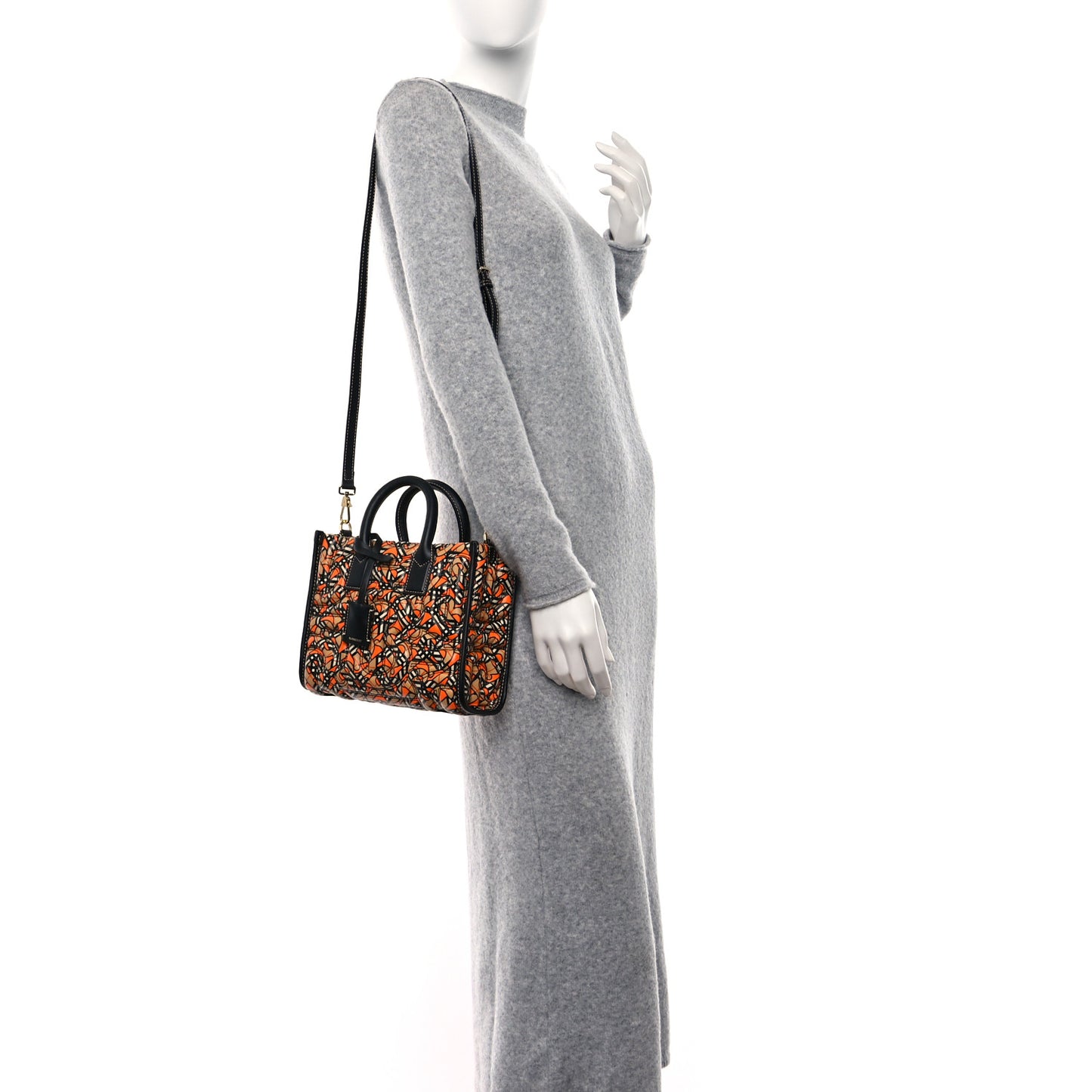 Lambskin Quilted Printed TB Heritage Check Mini Freya Tote Orange