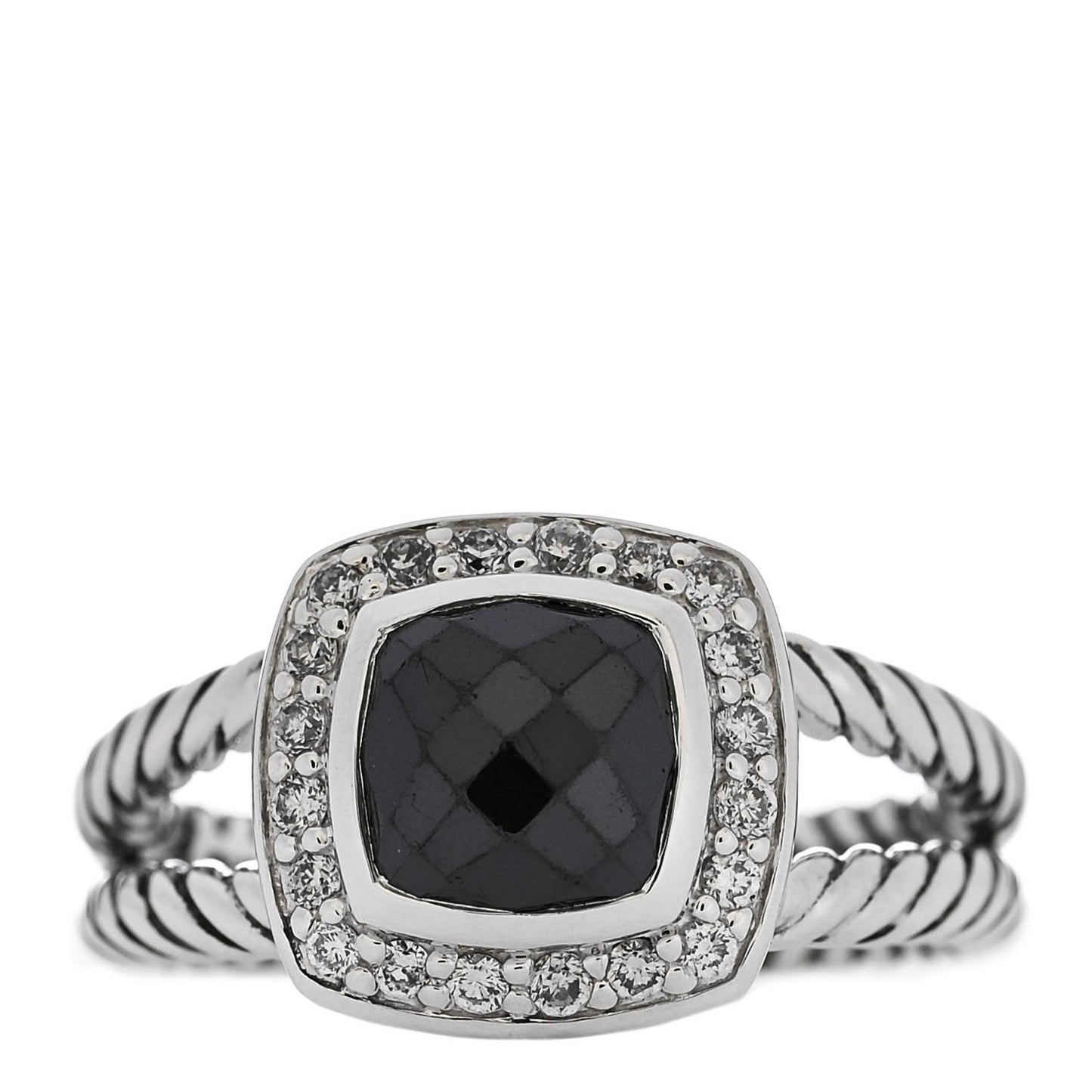 Sterling Silver Diamond Hematite 7mm Petite Albion Ring 52 6