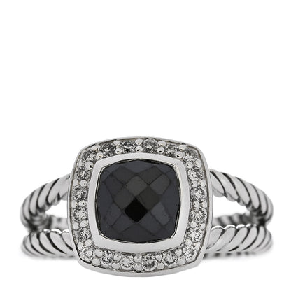 David Yurman Sterling Silver Diamond Hematite 7mm Petite Albion Ring 52 6 1 of 4