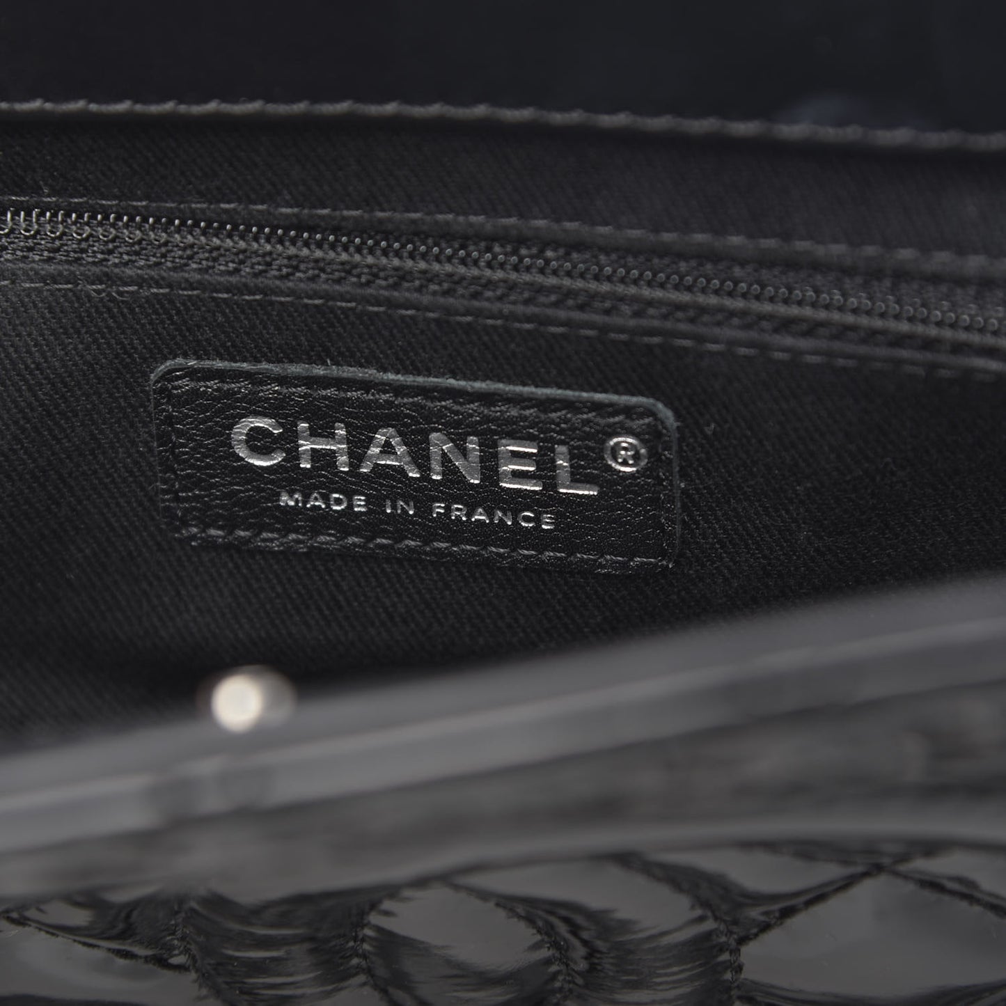 Patent Quilted Timeless CC Shopping Tote Black