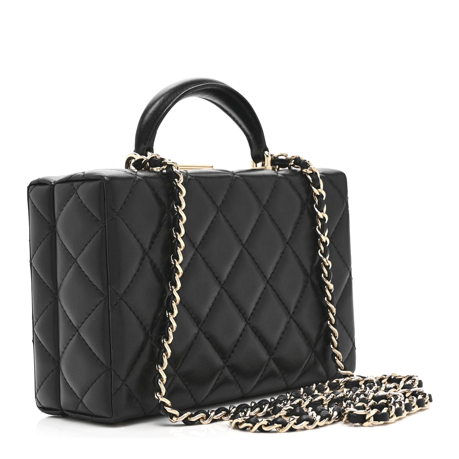 Chanel Lambskin Quilted Small CC Top Handle Box Bag Black 1860546