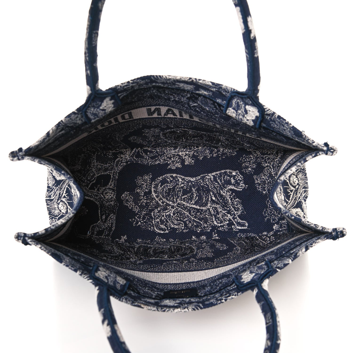 Christian Dior Canvas Embroidered Medium Dioriviera Toile De Jouy Book Tote Blue 5 of 15