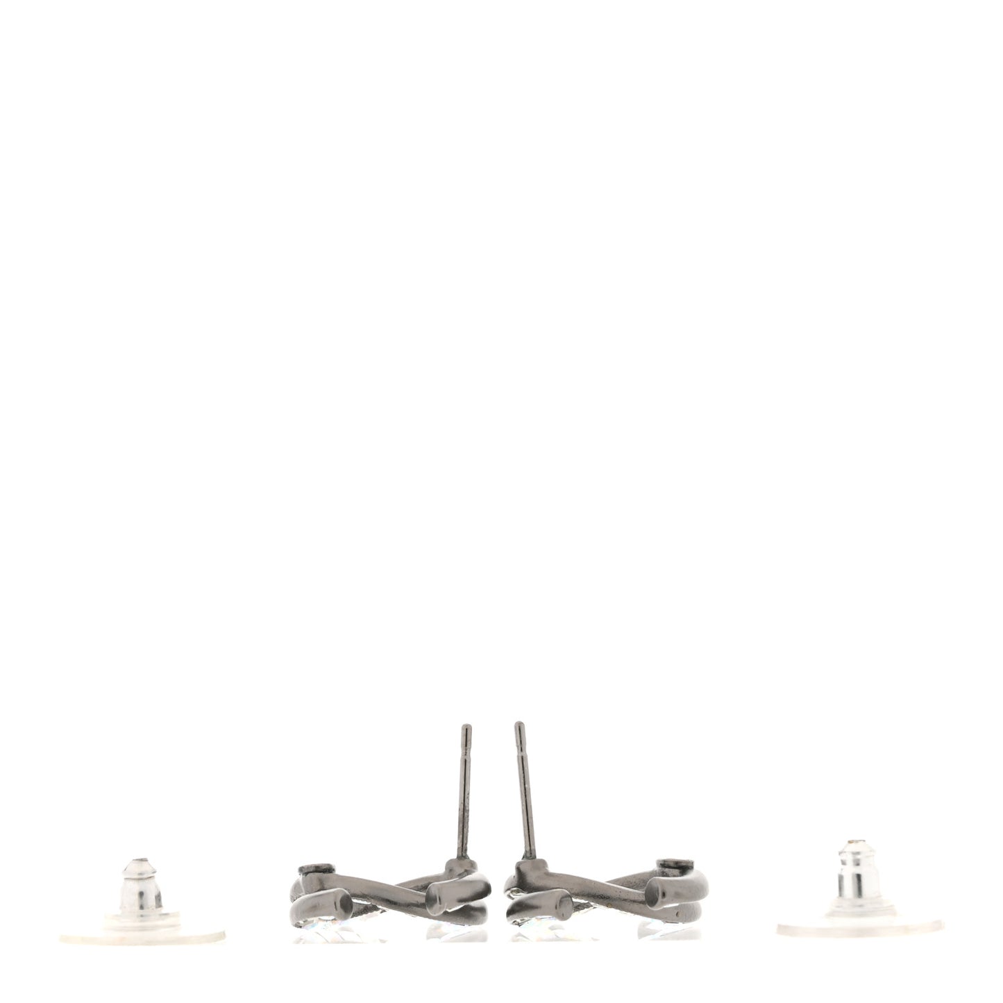 Crystal Baguette CC Earrings Silver