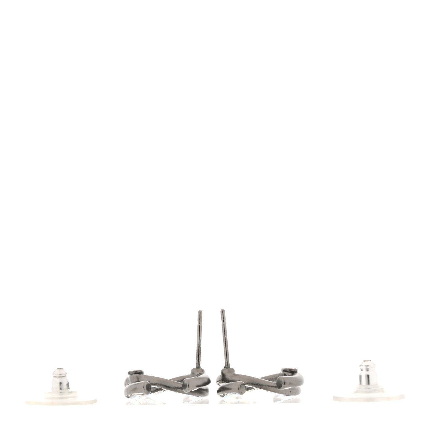 Chanel Crystal Baguette CC Earrings Silver 3 of 5