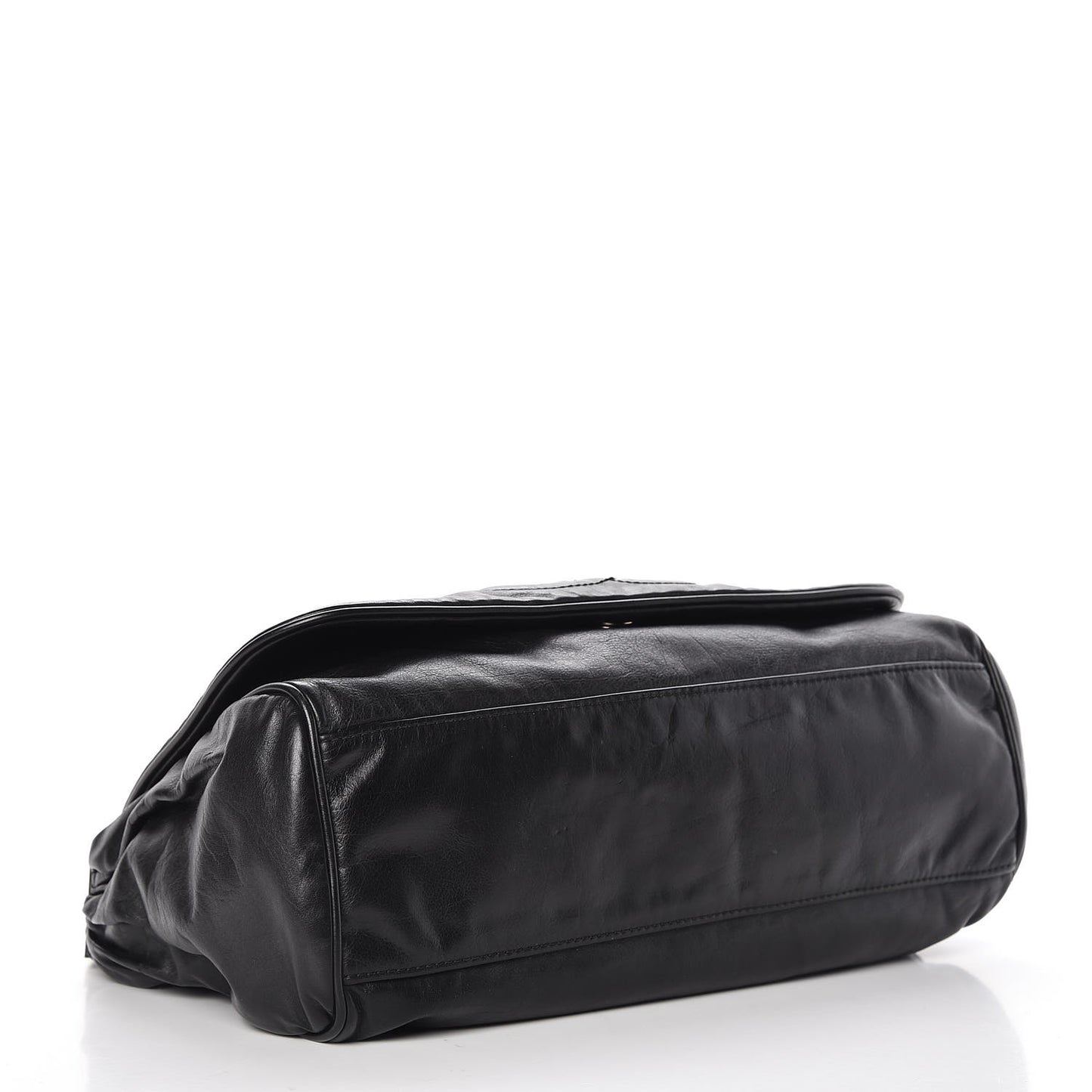 Calfskin Large Rock and Chain Flap Black