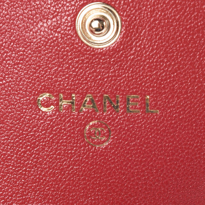Chanel Sheepskin Quilted Vintage Mademoiselle Card Holder Red 6 of 9