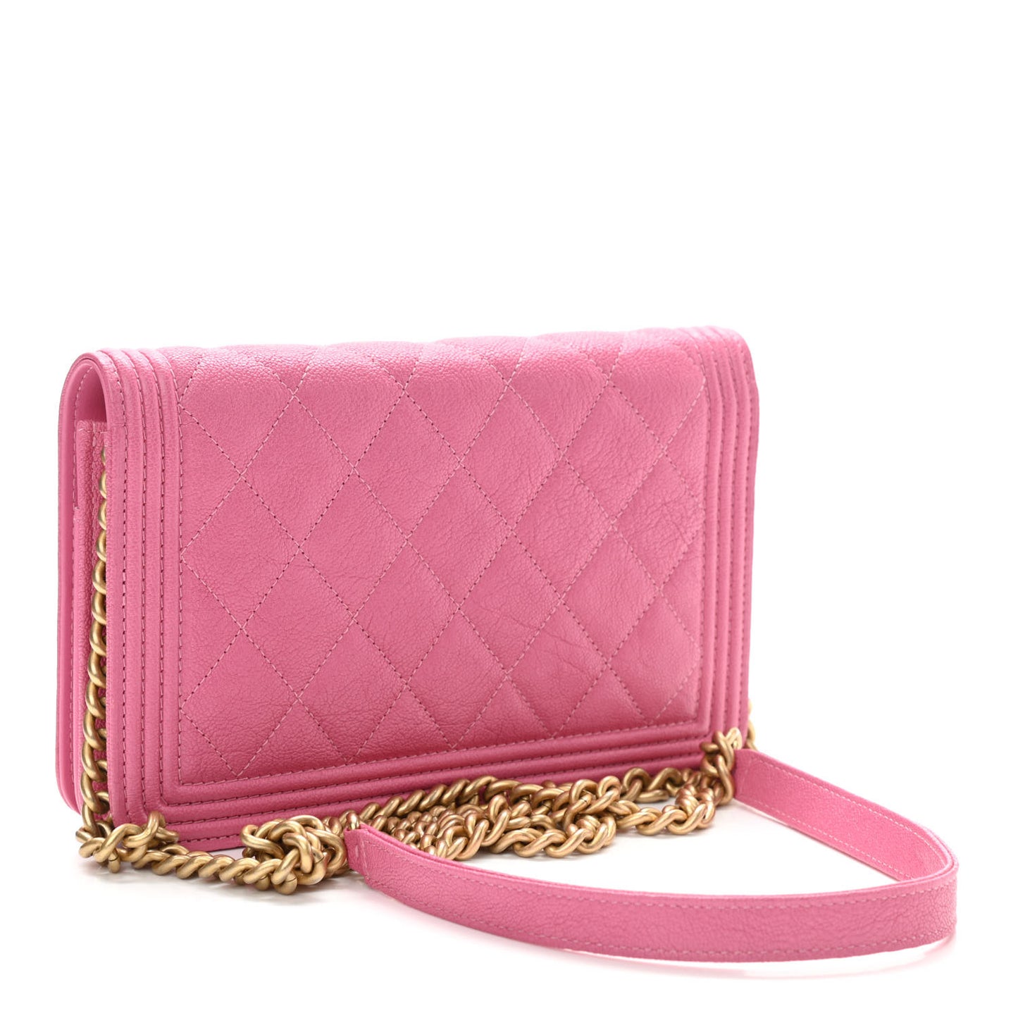Caviar Quilted Boy Wallet On Chain WOC Pink