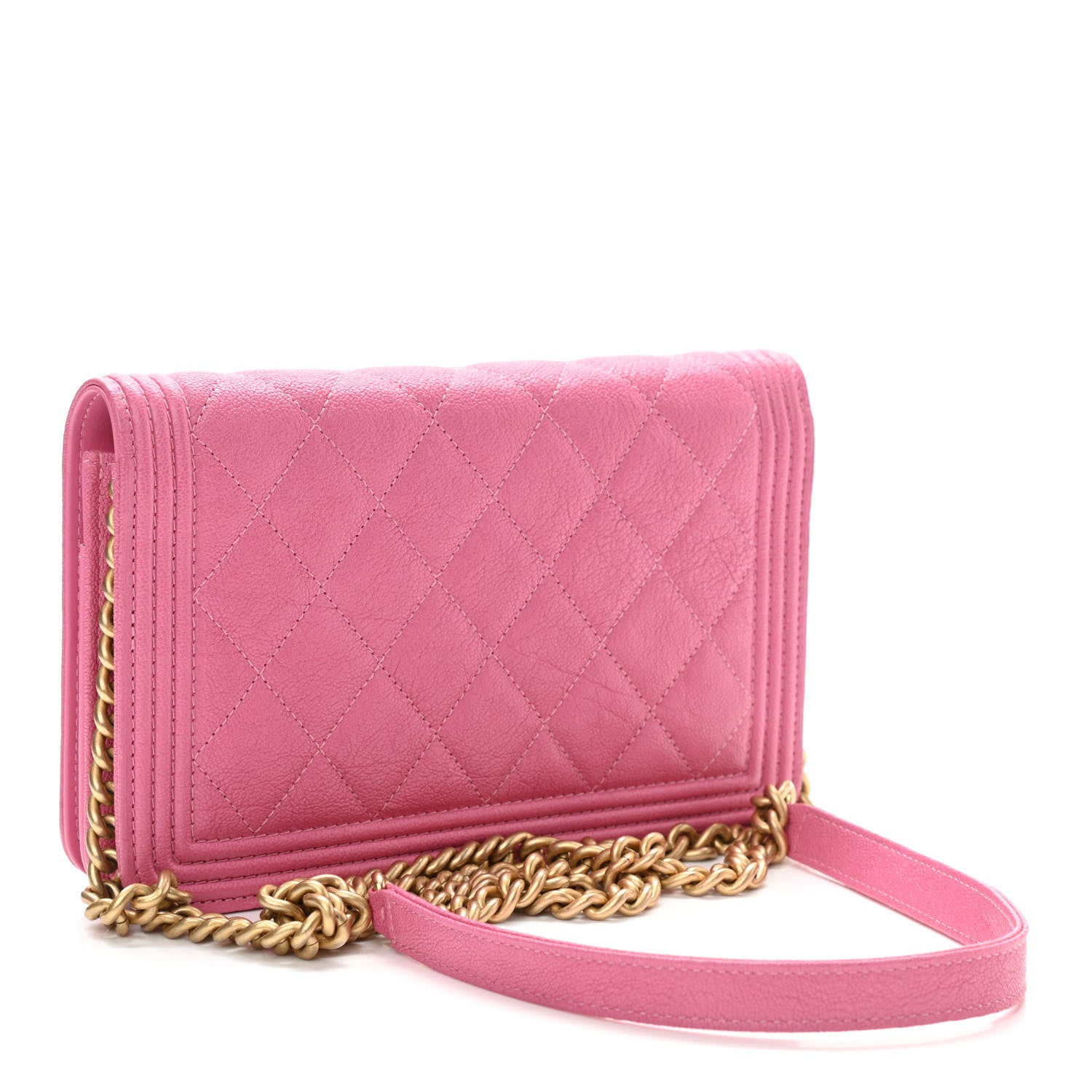 Chanel Caviar Quilted Boy Wallet On Chain WOC Pink 3 of 12