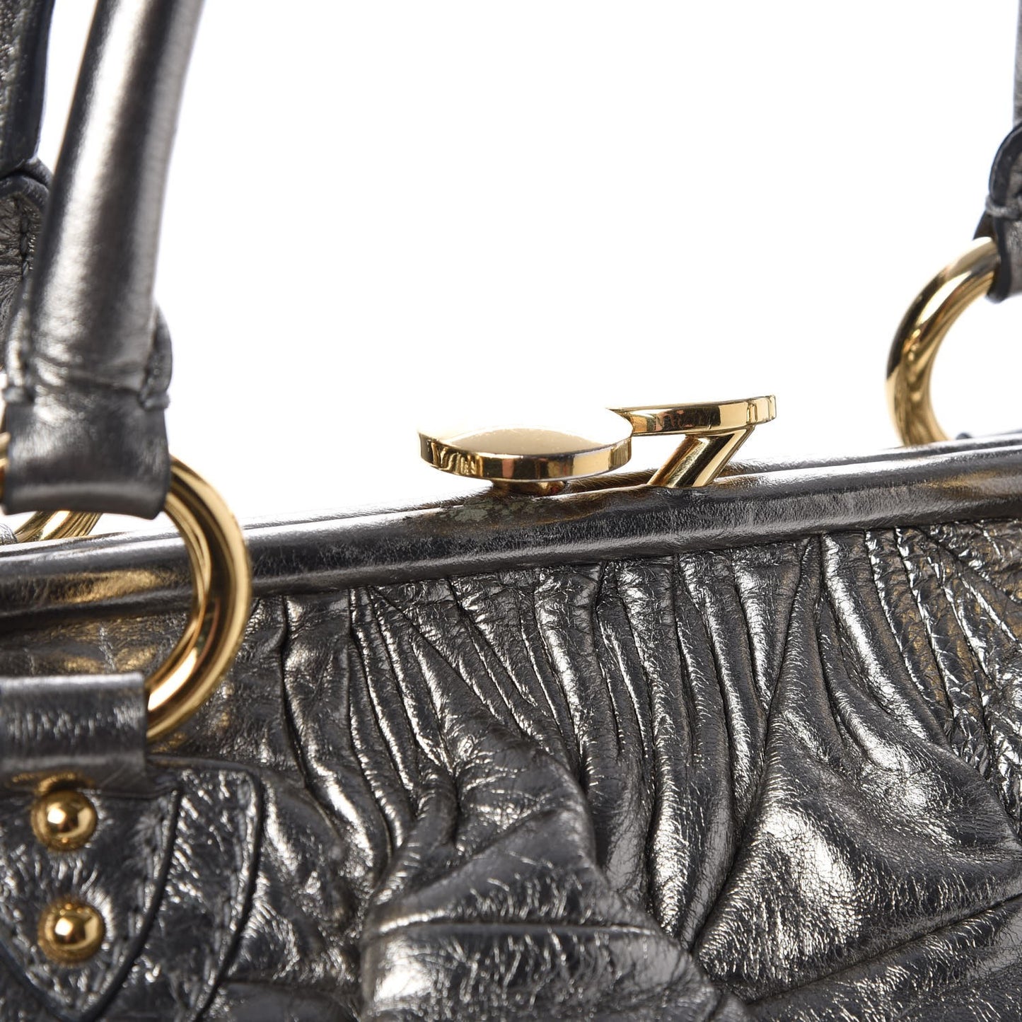 Metallic Calfskin Patchwork Stam Silver