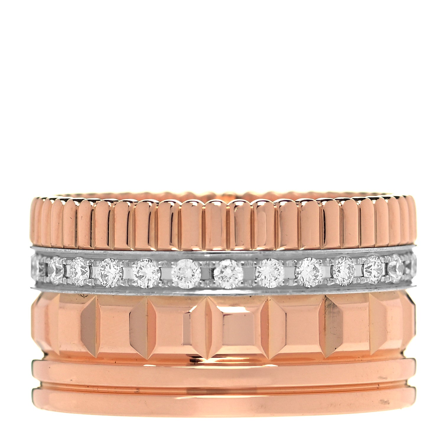Boucheron 18K Pink White Gold Diamond Quatre Radiant Edition Ring 61 9.5 1 of 5