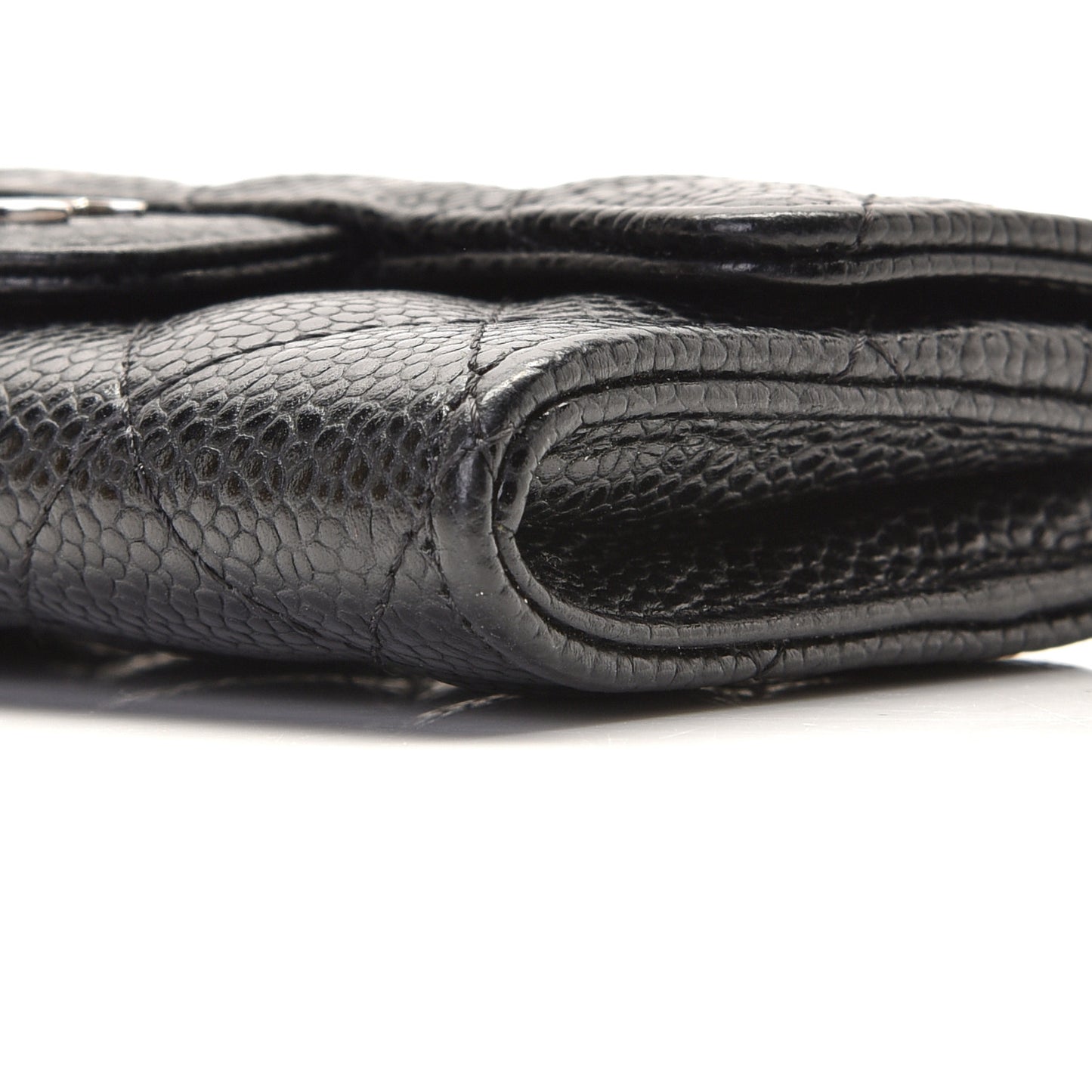 Caviar Quilted Flap Card Holder Black