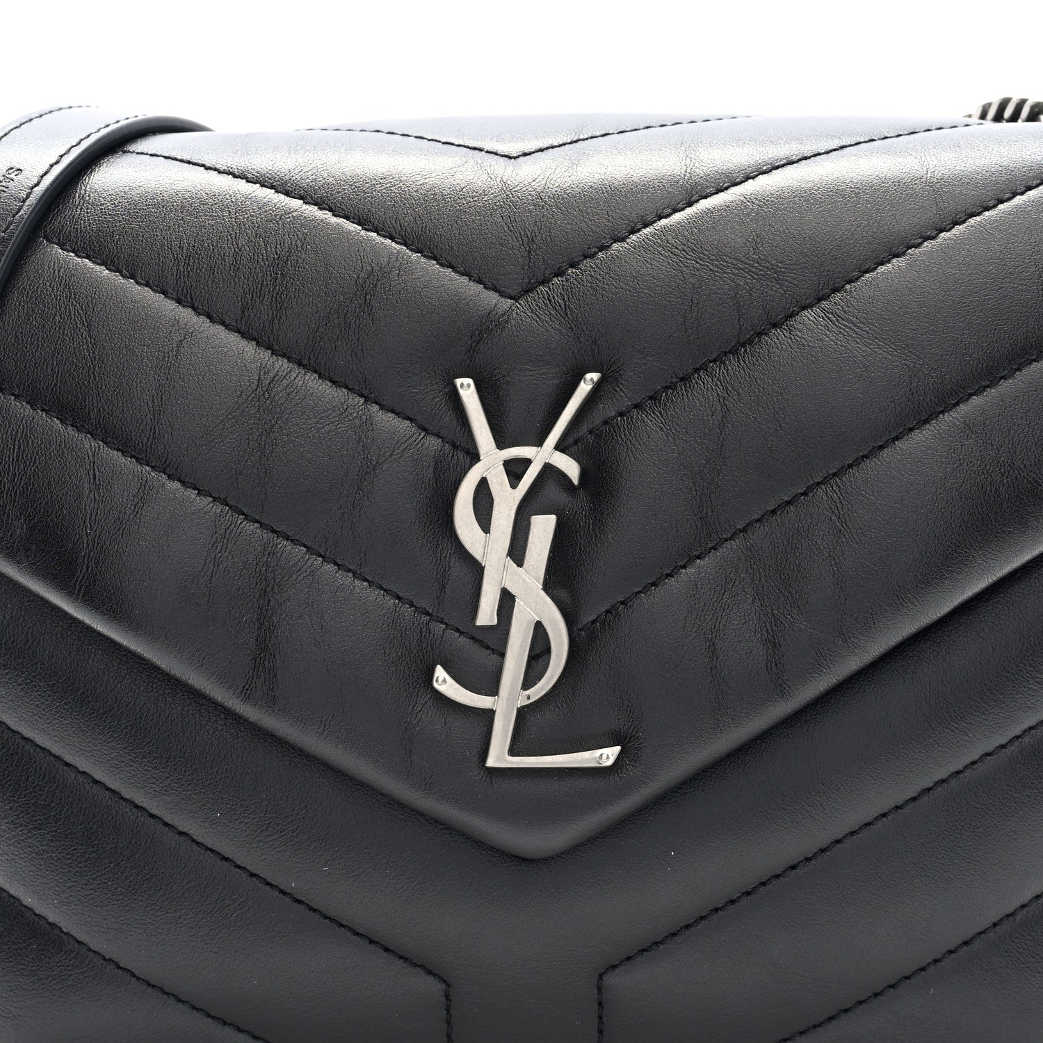 Saint Laurent Calfskin Y Quilted Monogram Small Loulou Chain Satchel Black 12 of 17