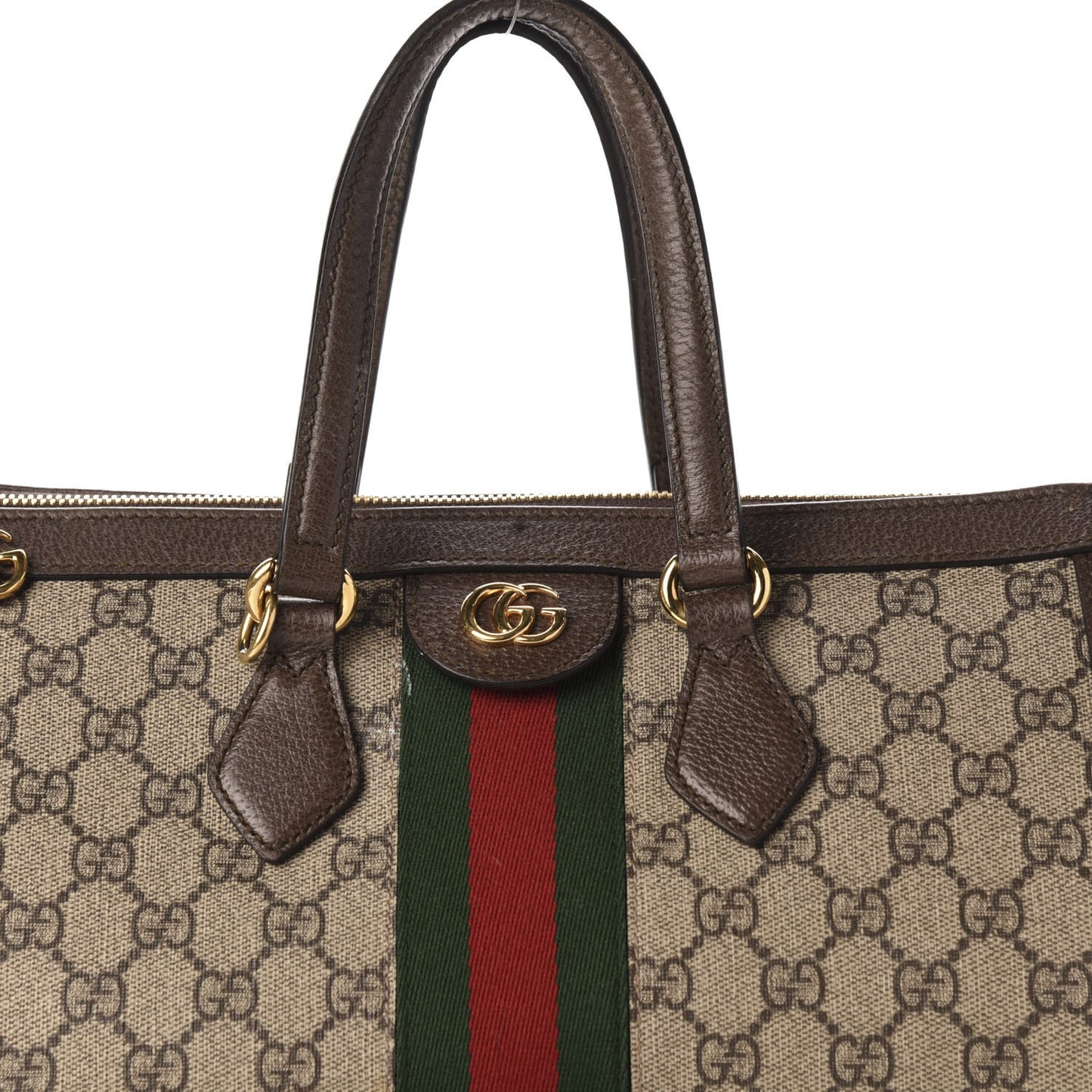 GG Supreme Monogram Web Medium Ophidia Tote Bag Brown