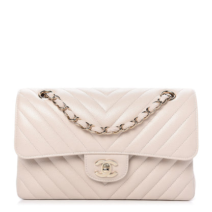 Chanel Caviar Chevron Quilted Small Double Flap Beige 1 of 10