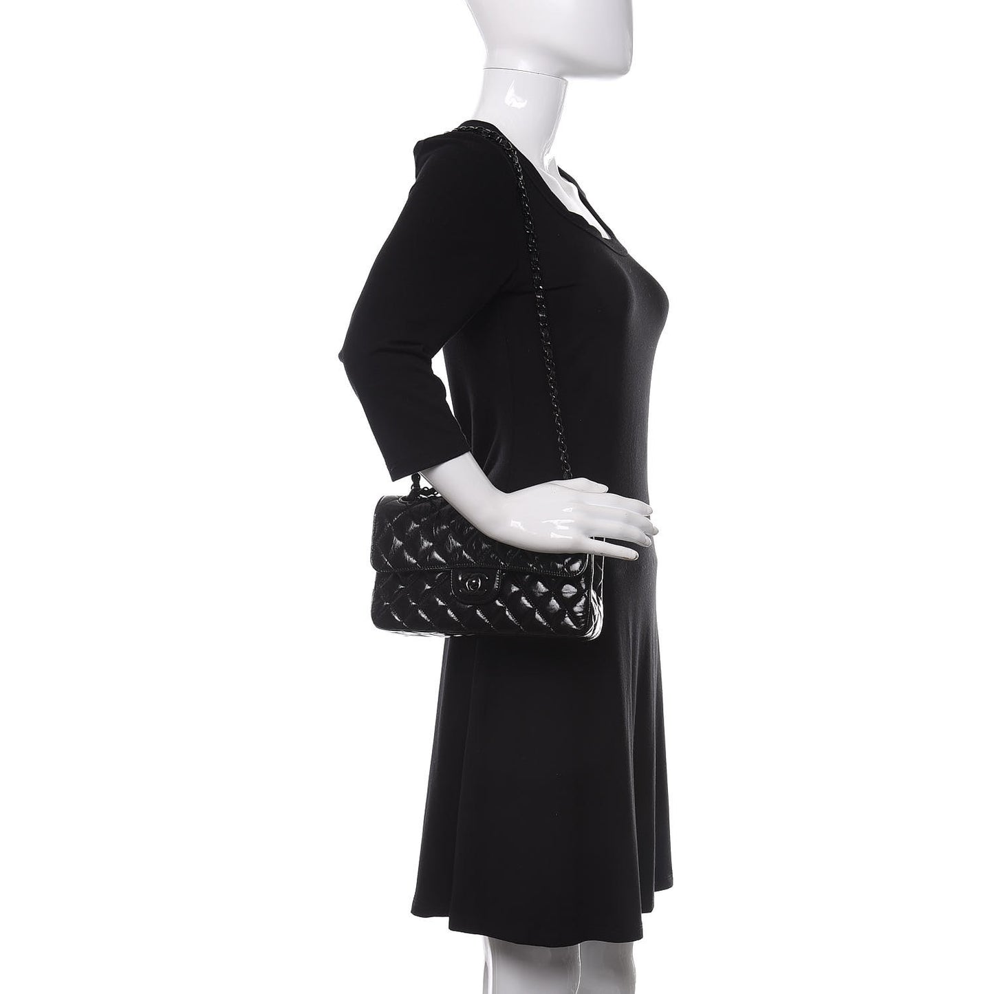 Shiny Crumpled Calfskin Quilted Small Incognito Double Flap