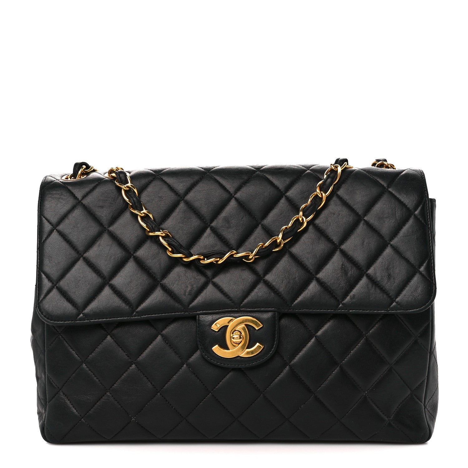 Chanel Lambskin Quilted Jumbo Single Flap Black 1 of 12