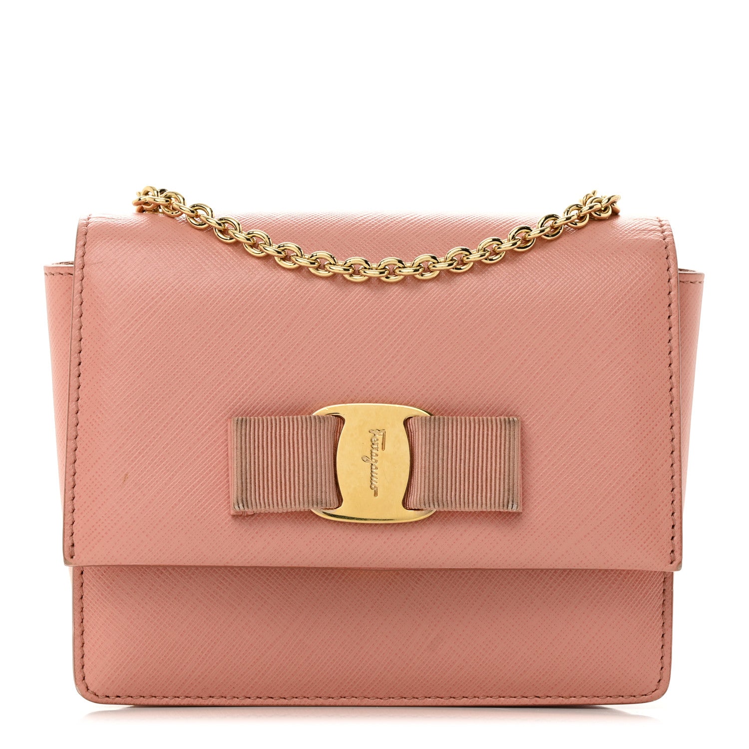 Salvatore Ferragamo Hammered Calfskin Mini Vara Bow Crossbody Bag Pink 1 of 16